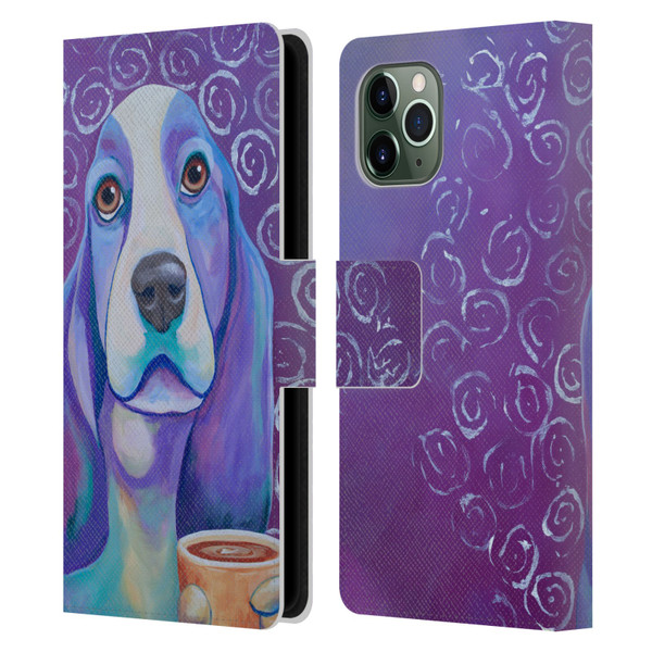 Jody Wright Dog And Cat Collection Caffeine Is Mandatory Leather Book Wallet Case Cover For Apple iPhone 11 Pro