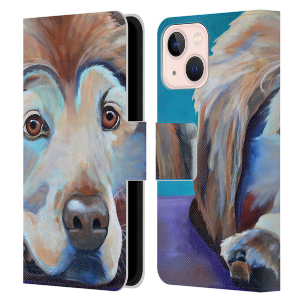 Jody Wright Dog And Cat Collection A Little Rest & Relaxation Leather Book Wallet Case Cover For Apple iPhone 13 Mini