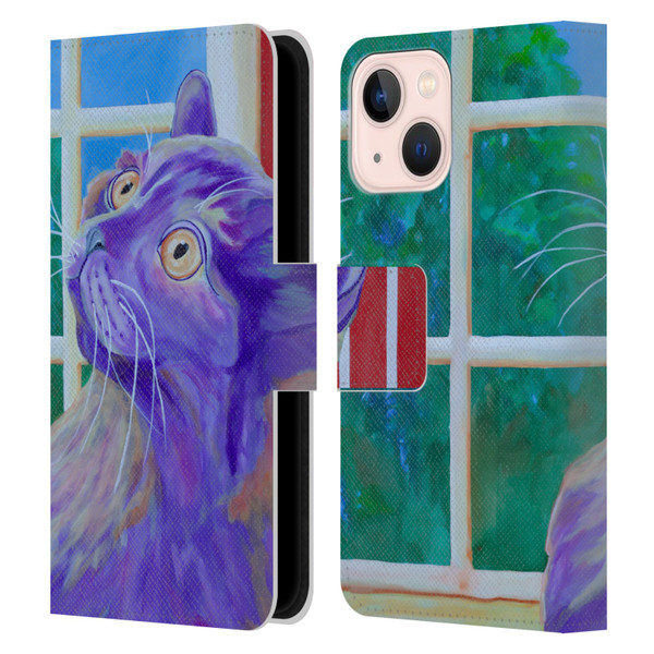 Jody Wright Dog And Cat Collection Just Outside The Window Leather Book Wallet Case Cover For Apple iPhone 13 Mini