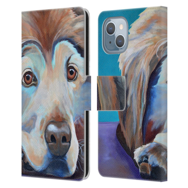 Jody Wright Dog And Cat Collection A Little Rest & Relaxation Leather Book Wallet Case Cover For Apple iPhone 14