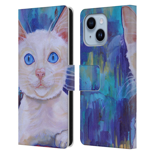 Jody Wright Dog And Cat Collection Pretty Blue Eyes Leather Book Wallet Case Cover For Apple iPhone 14 Plus
