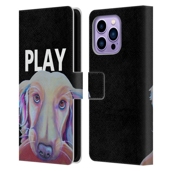 Jody Wright Dog And Cat Collection Playful Leather Book Wallet Case Cover For Apple iPhone 14 Pro Max