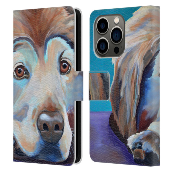 Jody Wright Dog And Cat Collection A Little Rest & Relaxation Leather Book Wallet Case Cover For Apple iPhone 14 Pro