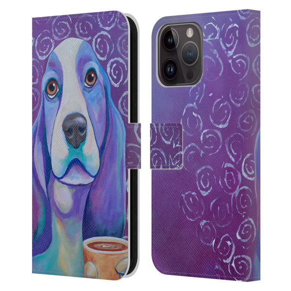 Jody Wright Dog And Cat Collection Caffeine Is Mandatory Leather Book Wallet Case Cover For Apple iPhone 15 Pro Max