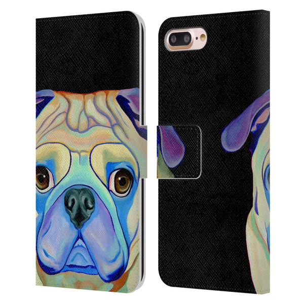 Jody Wright Dog And Cat Collection Pug Leather Book Wallet Case Cover For Apple iPhone 7 Plus / iPhone 8 Plus