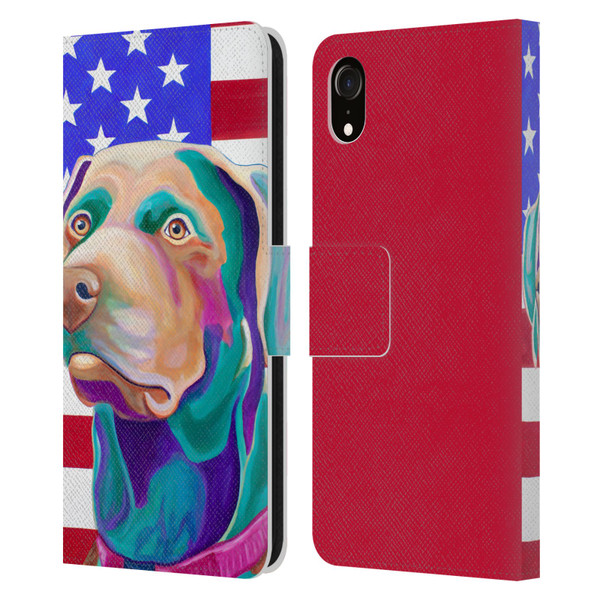 Jody Wright Dog And Cat Collection US Flag Leather Book Wallet Case Cover For Apple iPhone XR
