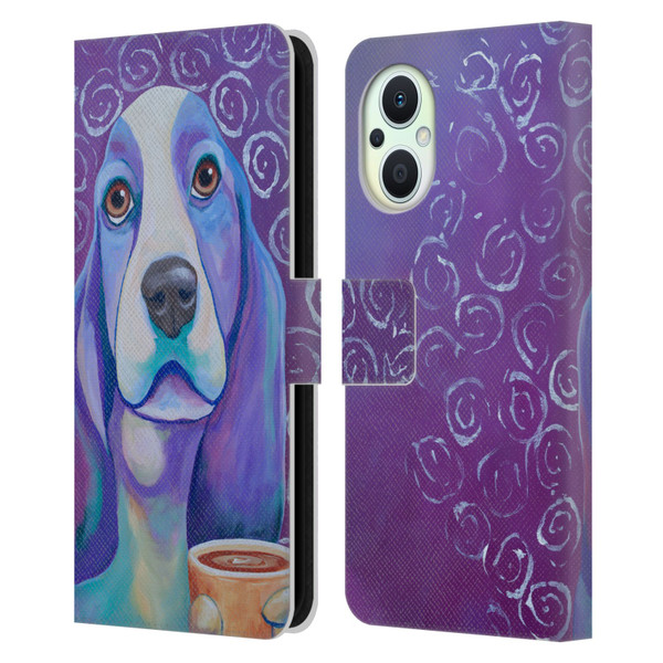 Jody Wright Dog And Cat Collection Caffeine Is Mandatory Leather Book Wallet Case Cover For OPPO Reno8 Lite