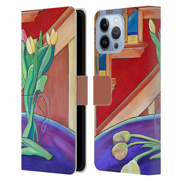 Jody Wright Life Around Us Spring Tulips Leather Book Wallet Case Cover For Apple iPhone 13 Pro Max