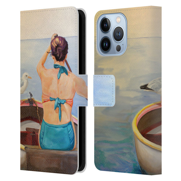 Jody Wright Life Around Us The Woman And Seagul Leather Book Wallet Case Cover For Apple iPhone 13 Pro
