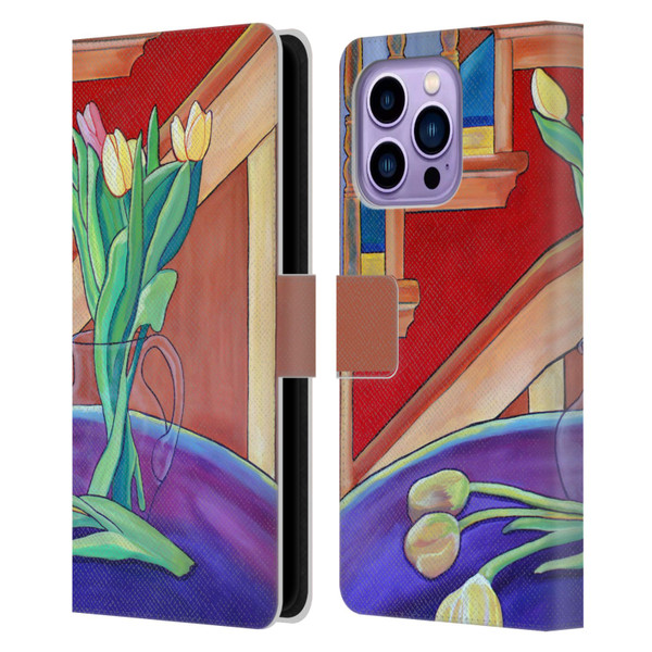 Jody Wright Life Around Us Spring Tulips Leather Book Wallet Case Cover For Apple iPhone 14 Pro Max