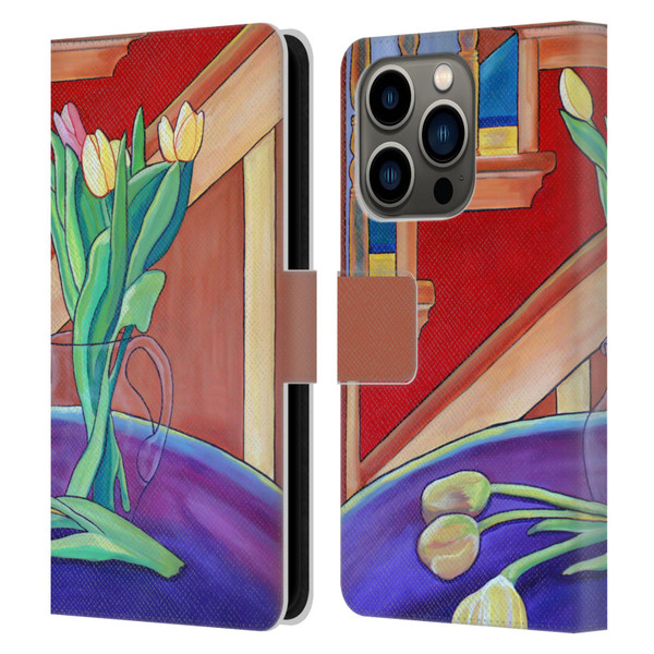 Jody Wright Life Around Us Spring Tulips Leather Book Wallet Case Cover For Apple iPhone 14 Pro