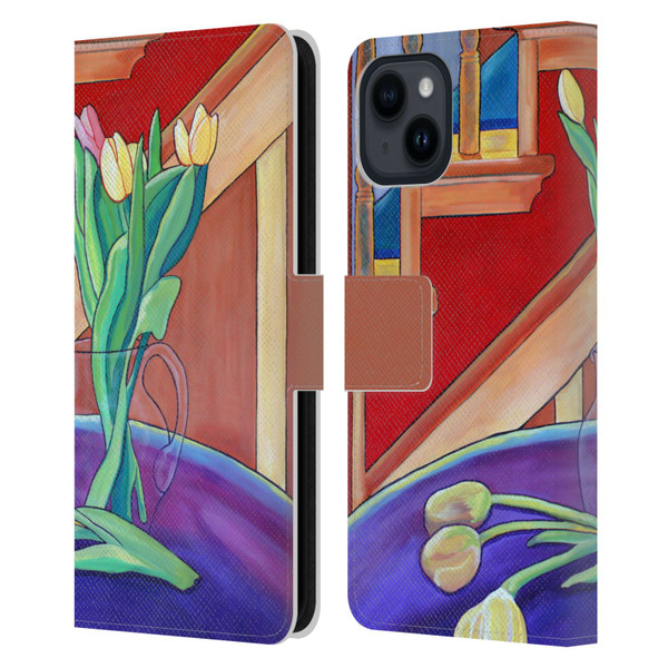 Jody Wright Life Around Us Spring Tulips Leather Book Wallet Case Cover For Apple iPhone 15