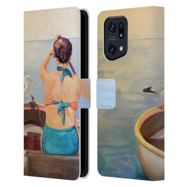 Jody Wright Life Around Us The Woman And Seagul Leather Book Wallet Case Cover For OPPO Find X5 Pro