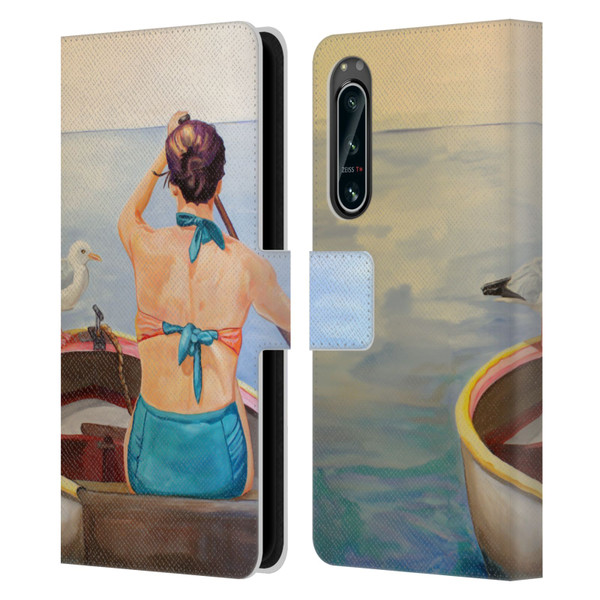 Jody Wright Life Around Us The Woman And Seagul Leather Book Wallet Case Cover For Sony Xperia 5 IV