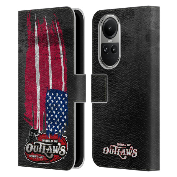World of Outlaws Western Graphics US Flag Distressed Leather Book Wallet Case Cover For OPPO Reno10 5G / Reno10 Pro 5G