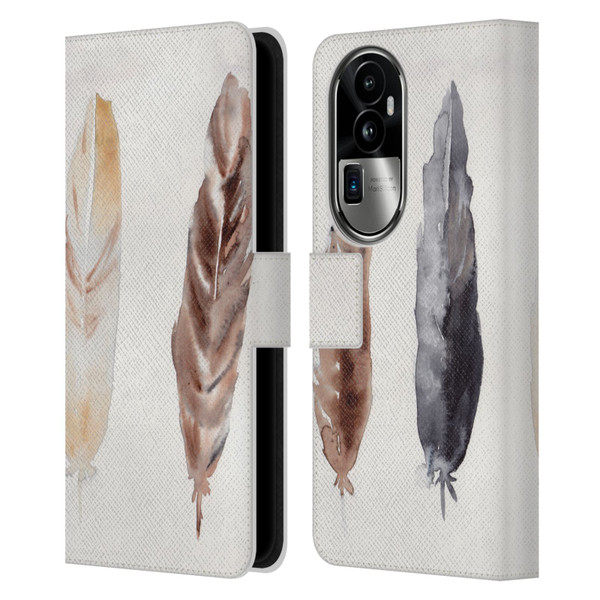 Mai Autumn Feathers Pattern Leather Book Wallet Case Cover For OPPO Reno10 Pro+