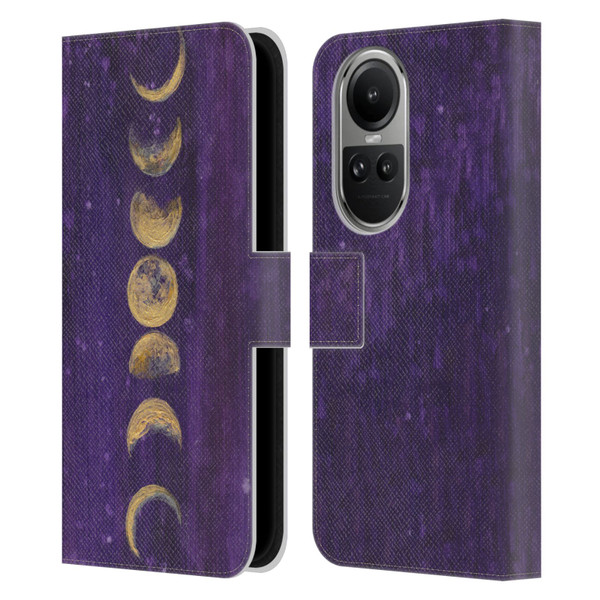 Mai Autumn Space And Sky Moon Phases Leather Book Wallet Case Cover For OPPO Reno10 5G / Reno10 Pro 5G