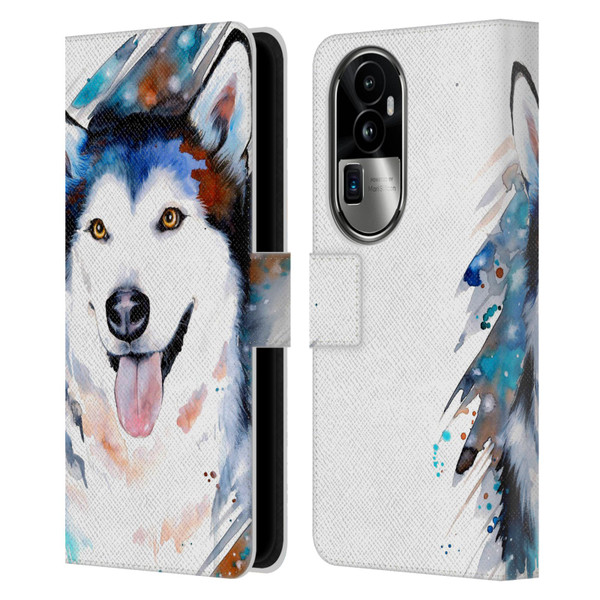 Pixie Cold Animals Husky Leather Book Wallet Case Cover For OPPO Reno10 Pro+