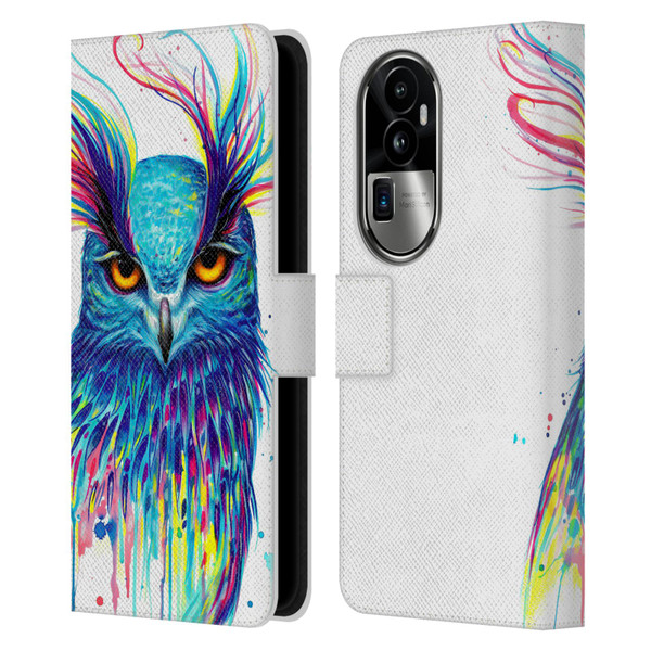 Pixie Cold Animals Into The Blue Leather Book Wallet Case Cover For OPPO Reno10 Pro+