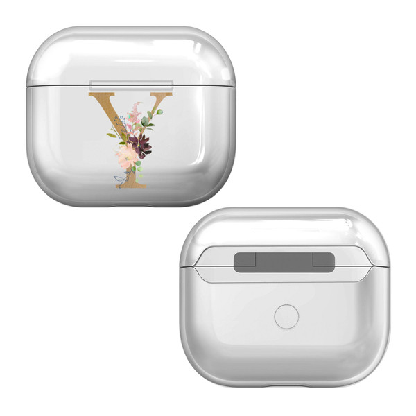 Nature Magick Floral Monogram Letter 2 Letter Y Clear Hard Crystal Cover Case for Apple AirPods 3 3rd Gen Charging Case