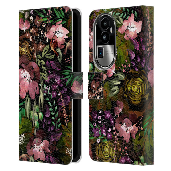 Anis Illustration Flower Pattern 3 Warm Floral Chaos Leather Book Wallet Case Cover For OPPO Reno10 Pro+