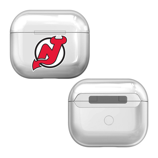 NHL Team Logo New Jersey Devils Clear Hard Crystal Cover Case for Apple AirPods 3 3rd Gen Charging Case