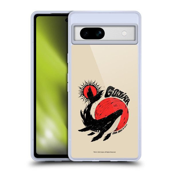 Gojira Graphics Whale Sun Moon Soft Gel Case for Google Pixel 7a