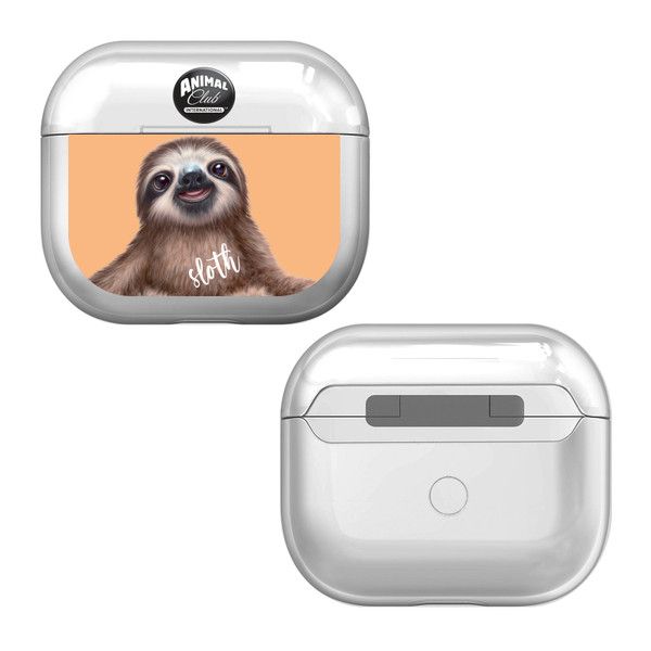 Animal Club International Faces Sloth Clear Hard Crystal Cover Case for Apple AirPods 3 3rd Gen Charging Case