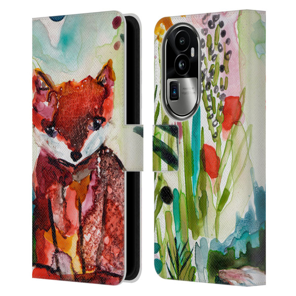 Wyanne Animals Baby Fox In The Garden Leather Book Wallet Case Cover For OPPO Reno10 Pro+