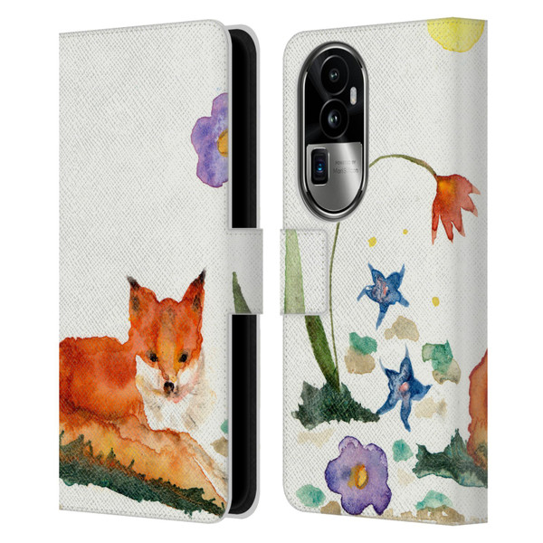 Wyanne Animals Little Fox In The Garden Leather Book Wallet Case Cover For OPPO Reno10 Pro+