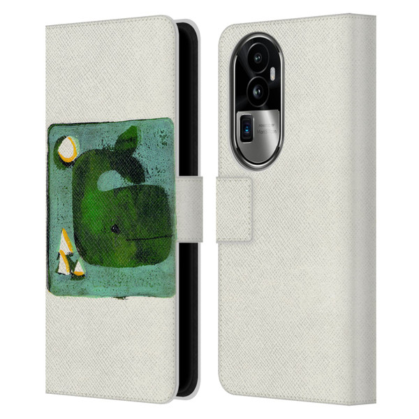 Wyanne Animals 2 Green Whale Monoprint Leather Book Wallet Case Cover For OPPO Reno10 Pro+