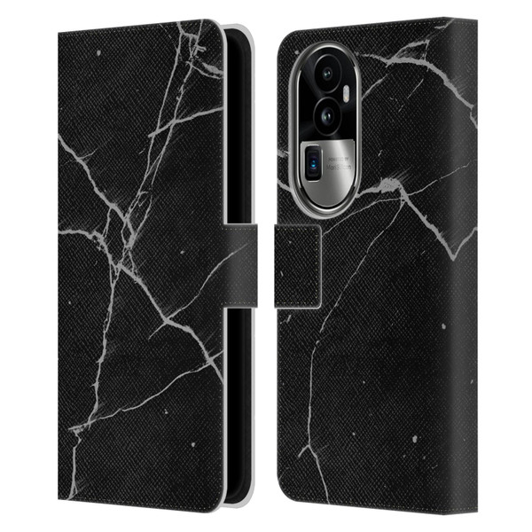 Alyn Spiller Marble Black Leather Book Wallet Case Cover For OPPO Reno10 Pro+
