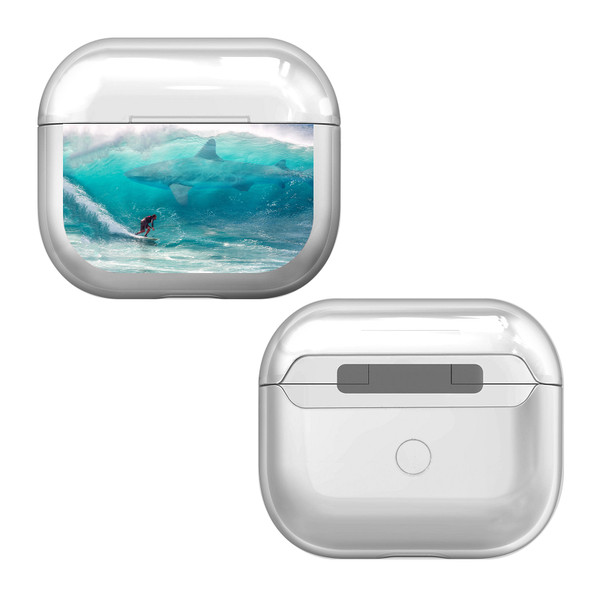 Dave Loblaw Art Mix Shark Surfer Clear Hard Crystal Cover Case for Apple AirPods 3 3rd Gen Charging Case