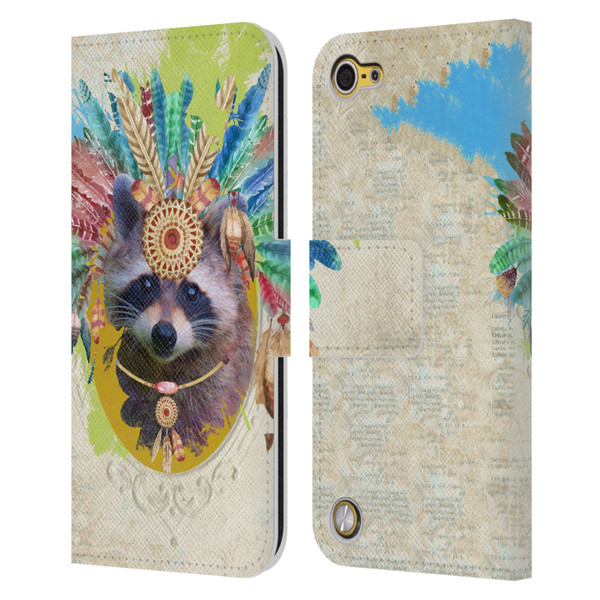 Duirwaigh Boho Animals Raccoon Leather Book Wallet Case Cover For Apple iPod Touch 5G 5th Gen