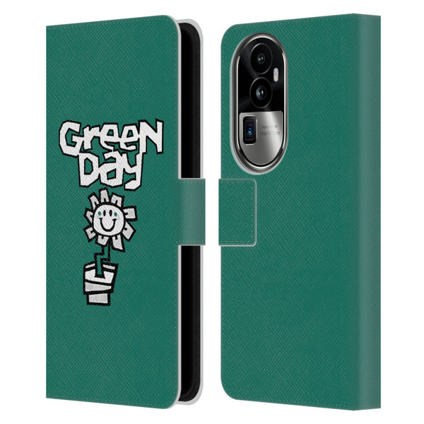 Green Day Graphics Flower Leather Book Wallet Case Cover For OPPO Reno10 Pro+