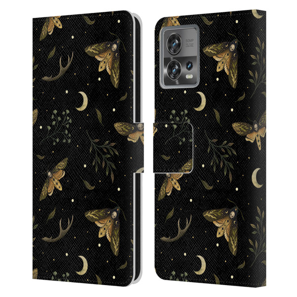 Episodic Drawing Pattern Death Head Moth Leather Book Wallet Case Cover For Motorola Moto Edge 30 Fusion