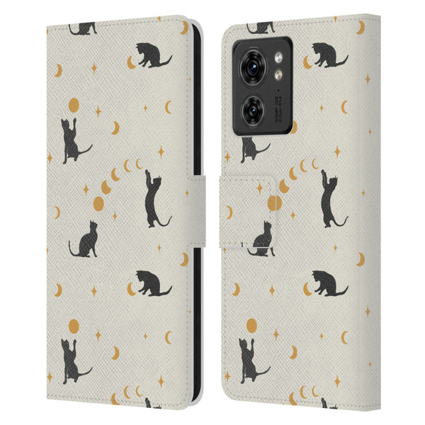 Episodic Drawing Pattern Cat And Moon Leather Book Wallet Case Cover For Motorola Moto Edge 40/Edge (2023)