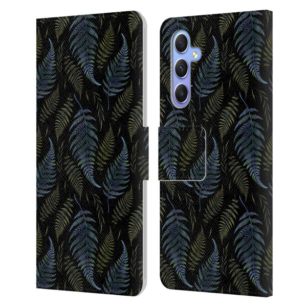 Episodic Drawing Pattern Leaves Leather Book Wallet Case Cover For Samsung Galaxy A34 5G