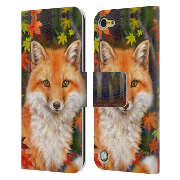 Kayomi Harai Animals And Fantasy Fox With Autumn Leaves Leather Book Wallet Case Cover For Apple iPod Touch 5G 5th Gen