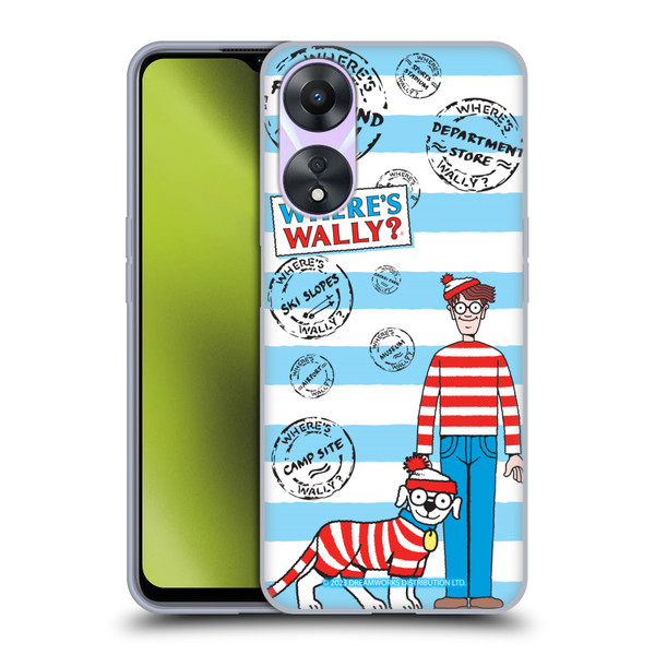 Where's Wally? Graphics Stripes Blue Soft Gel Case for OPPO A78 5G