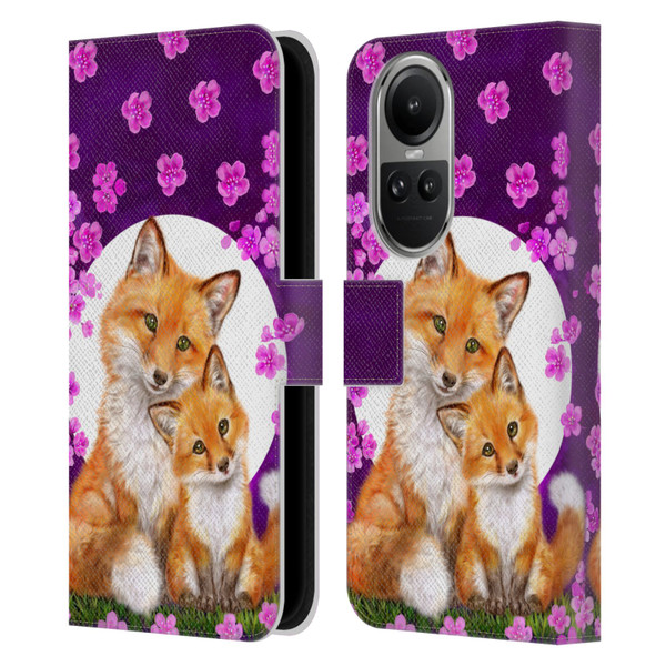 Kayomi Harai Animals And Fantasy Mother & Baby Fox Leather Book Wallet Case Cover For OPPO Reno10 5G / Reno10 Pro 5G