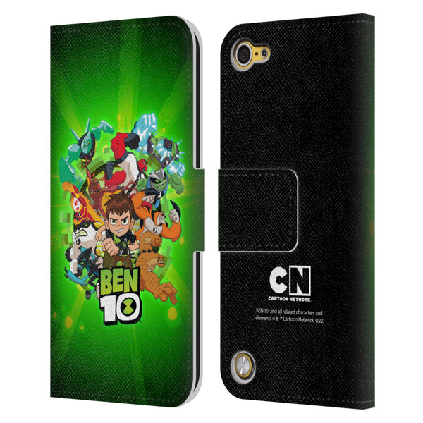 Ben 10: Animated Series Graphics Character Art Leather Book Wallet Case Cover For Apple iPod Touch 5G 5th Gen