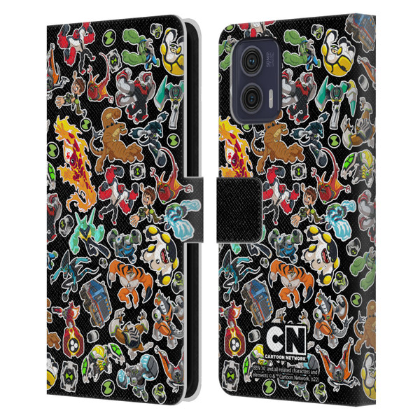Ben 10: Animated Series Graphics Alien Pattern Leather Book Wallet Case Cover For Motorola Moto G73 5G