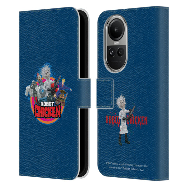 Robot Chicken Graphics Characters Leather Book Wallet Case Cover For OPPO Reno10 5G / Reno10 Pro 5G