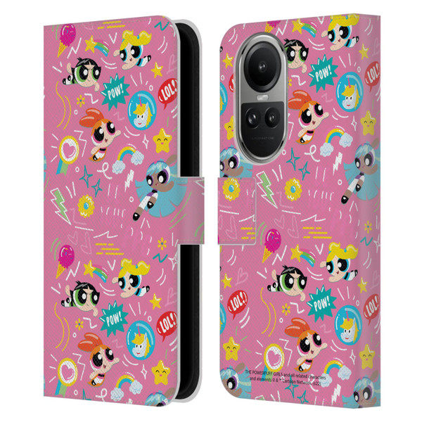 The Powerpuff Girls Graphics Icons Leather Book Wallet Case Cover For OPPO Reno10 5G / Reno10 Pro 5G