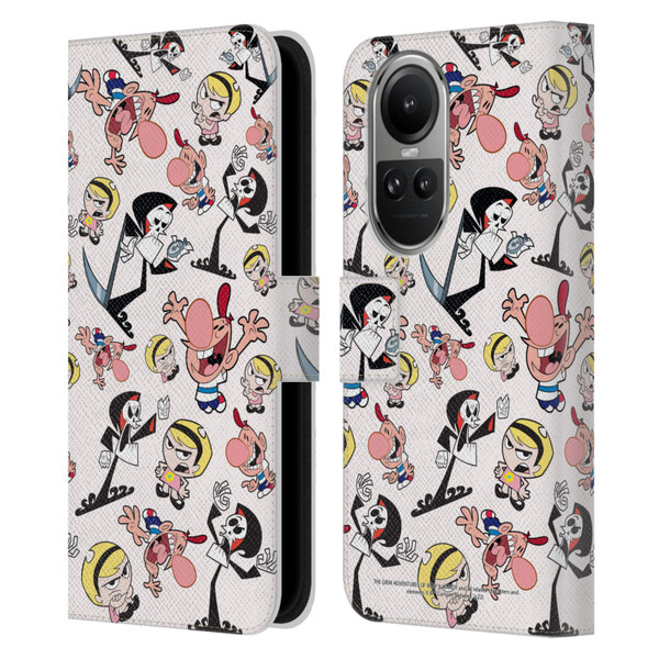 The Grim Adventures of Billy & Mandy Graphics Icons Leather Book Wallet Case Cover For OPPO Reno10 5G / Reno10 Pro 5G