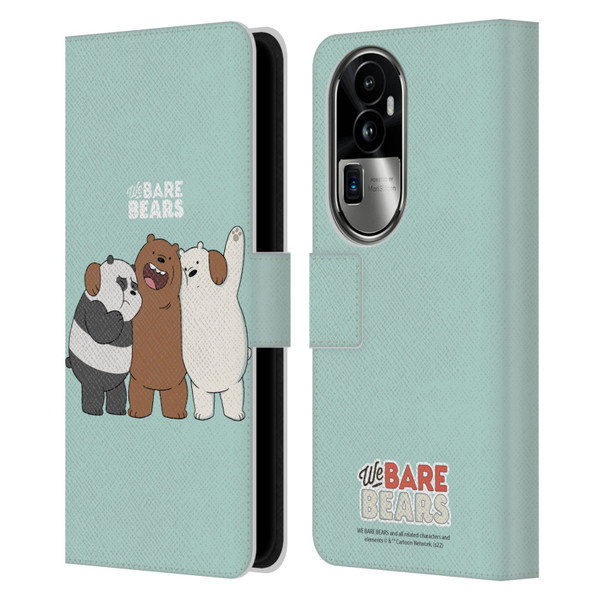 We Bare Bears Character Art Group 1 Leather Book Wallet Case Cover For OPPO Reno10 Pro+