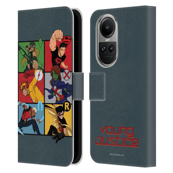 Young Justice Graphics Character Art Leather Book Wallet Case Cover For OPPO Reno10 5G / Reno10 Pro 5G