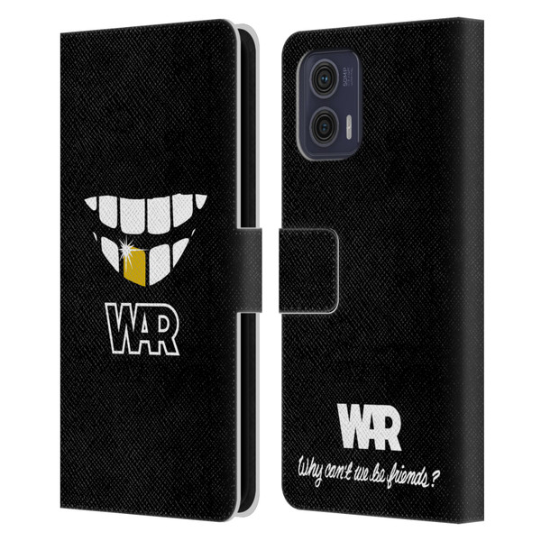 War Graphics Why Can't We Be Friends? Leather Book Wallet Case Cover For Motorola Moto G73 5G