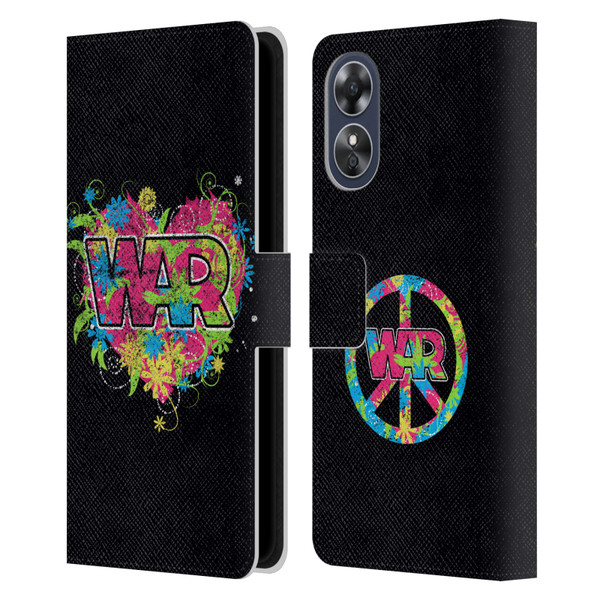 War Graphics Heart Logo Leather Book Wallet Case Cover For OPPO A17